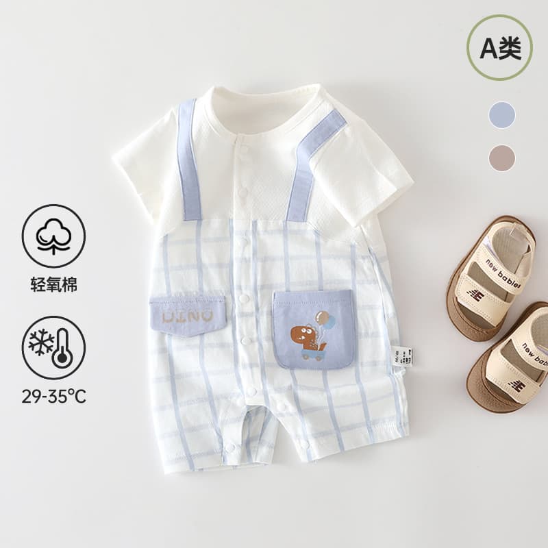 Baby Clothes Summer Boys Girls Romper Infant Fake Two-Piece Outwear Suspenders Bodysuit Romper Class A