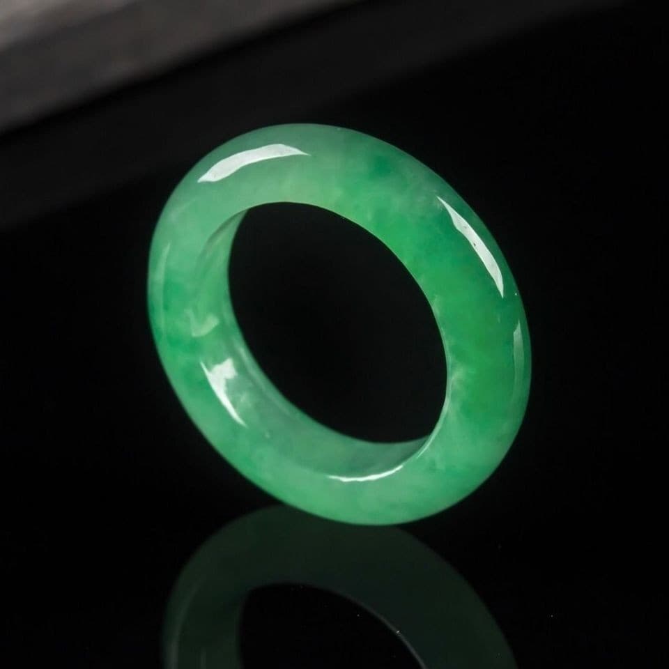 Myanmar Jadeite Ring Ice Species Full Green Yang Green Jade Finger Ring Unisex Pinky Ring Jade Ring Running Ring Green