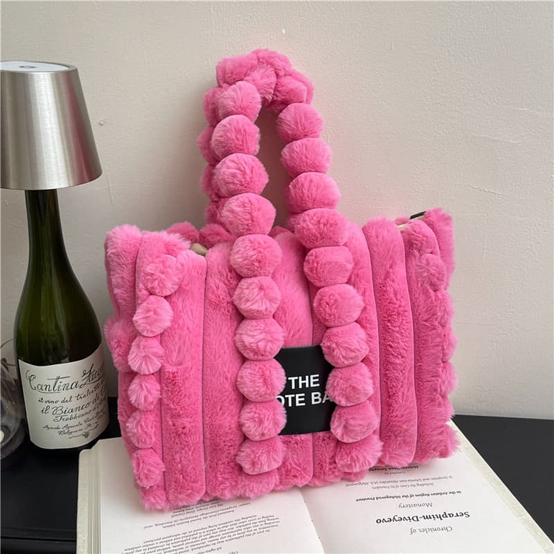 Winter New Handbag Letter Plush Bag 2025 Large Capacity Women's Chain Shoulder Crossbody Bag Tote Fluffy Bag