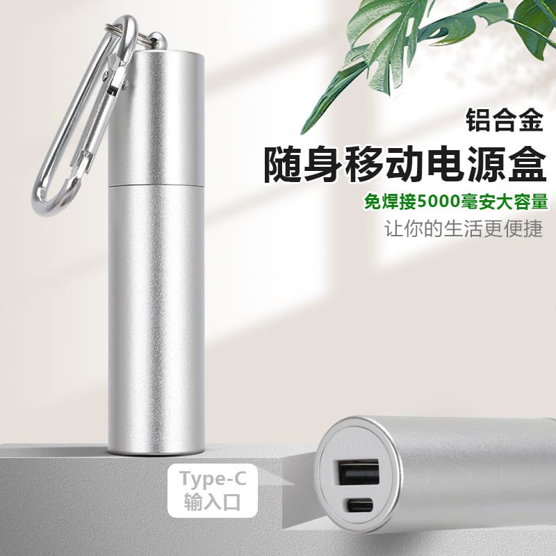 DIY Power Bank Kit (18650/21700) - Solder-free, single-cell battery box, outdoor carabiner.