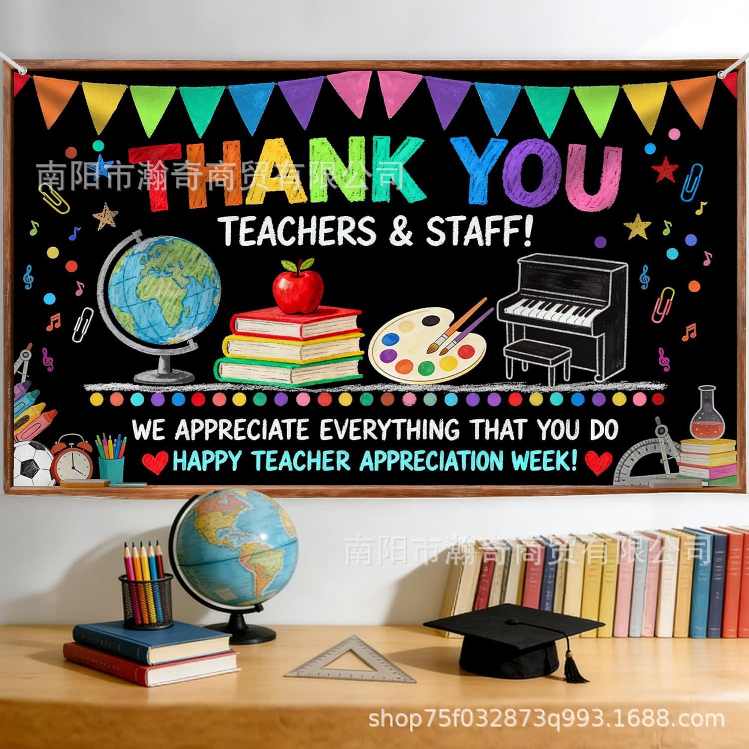 Thank you teacher theme photography background cloth foreign trade teacher faculty gratitude party banner supplies skin