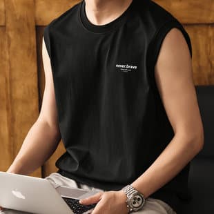 Summer Thin Cooling Sports Vest for Men, Sleeveless Top Streetwear American Style Simple Print Loose Casual Tank Top