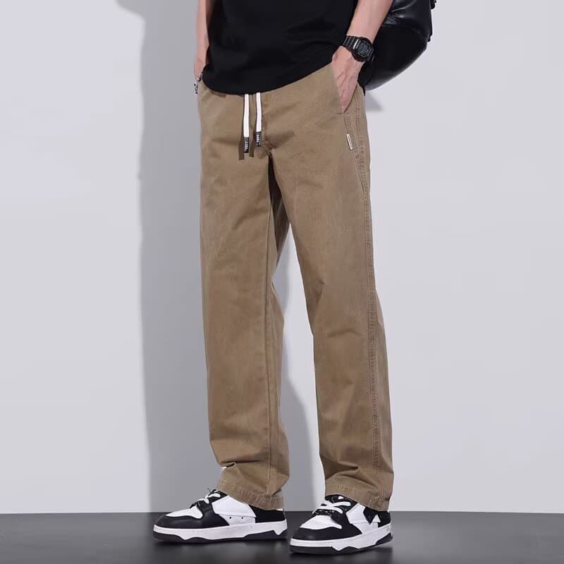 Cross-border American retro men's casual trousers trendy brand elastic waist loose straight sports pants fashion overalls