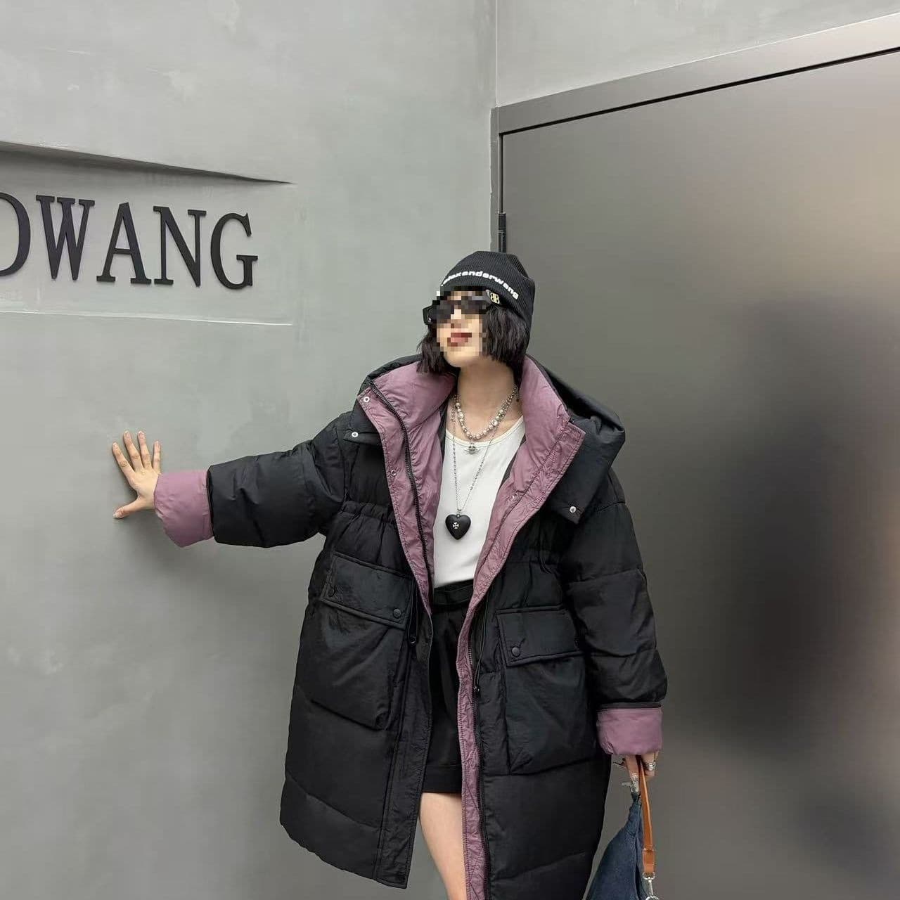 Women's Plus Size Down Cotton Coat, Mid-Length, Korean Style, Hooded, Stand Collar, Thick and Loose Outerwear