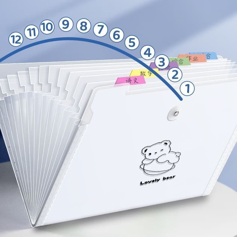 A4 File Folder Multi-layer Accordion Organizer for Test Papers, Transparent Insert Pages for Middle and High School Students to Sort Papers