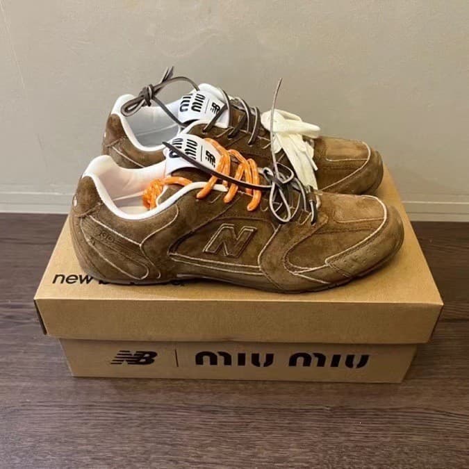 Putian Original Leather Miu Miu Collaboration 530 German Army Trainer NB Women's Classic Retro Agassi Casual Shoes