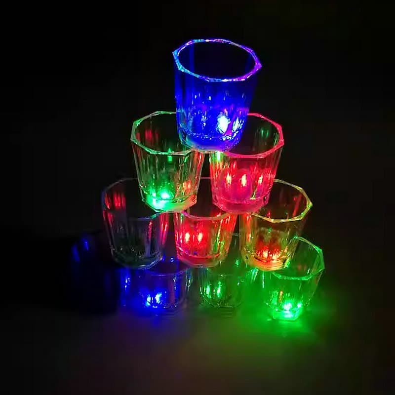 Concert Bar Cheer Props Glowing Small Flower Flashing Shot Glasses LED Multicolor Cups Octagonal Cups