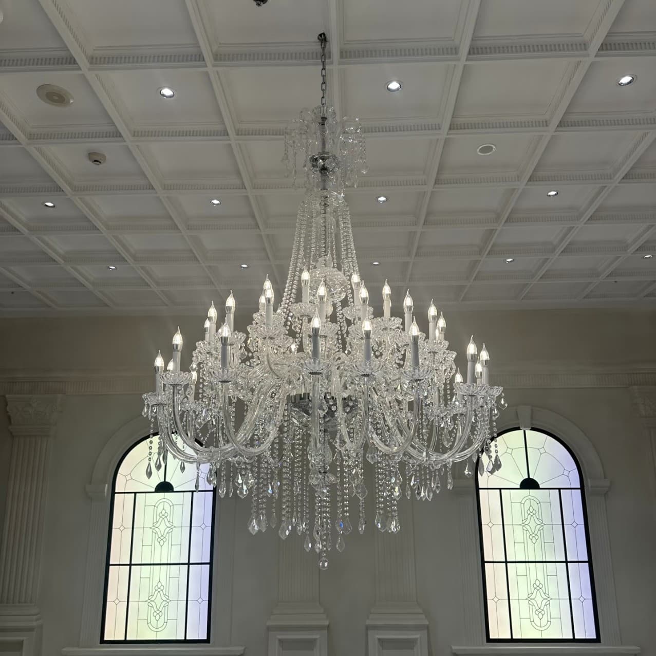 European style crystal chandelier villa empty living room lamp duplex staircase long chandelier wedding banquet hall crystal chandelier
