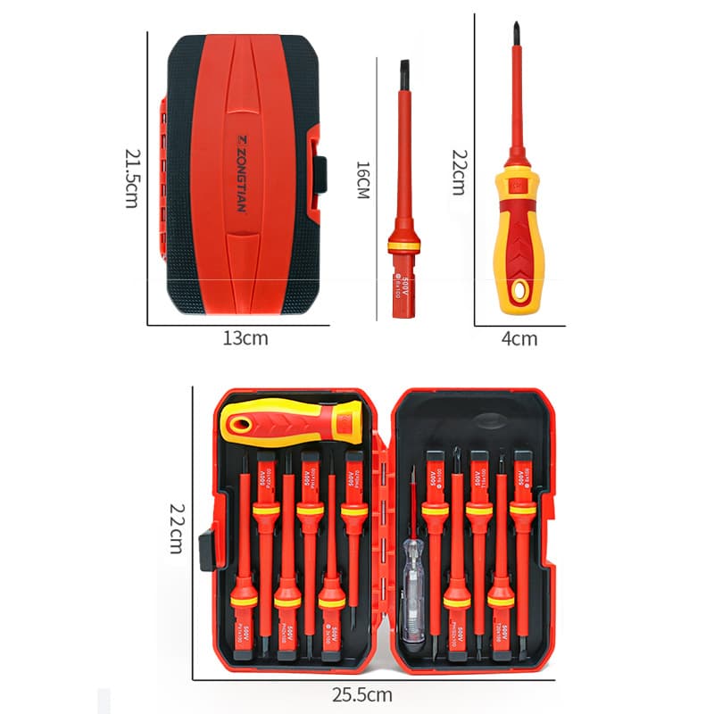 Multifunctional Insulated Screwdriver Set 13-in-1 VDE Anti-Shock 1000V Custom Electrician Tool Set Cross