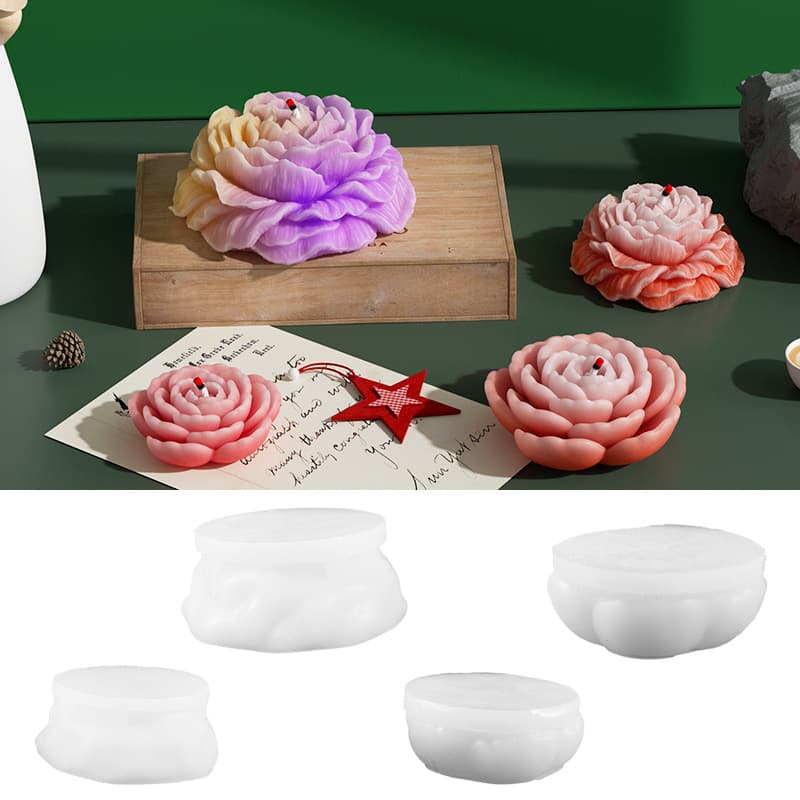 Handmade Soap DIY 3D Flower Scented Candle Mold Peony Flower Plaster Ornament Silicone Mold