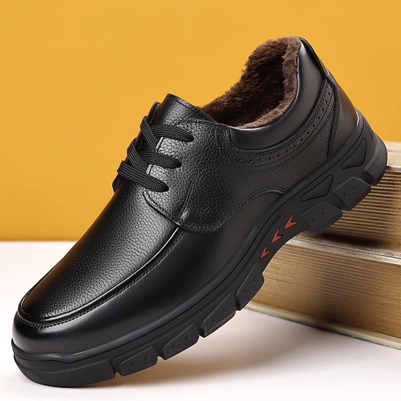 Men's Cotton Shoes 2026 Winter New Casual Leather Shoes Warm Men's Shoes Middle-aged and Elderly Dad Shoes Drop Shipping
