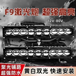 F9 Laser Spotlight LED Focused Light White/Yellow Light Far/Near Beam Lens Version for Trucks Off-Road Super Bright Motorcycle Light