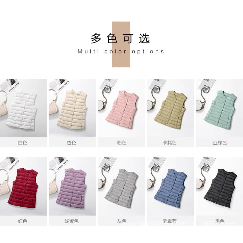 2025 Winter New Lightweight Down Jacket for Women, Short Style, Middle-Aged and Elderly Round Neck Inner Layer Warm Vest Inner Wear Coat
