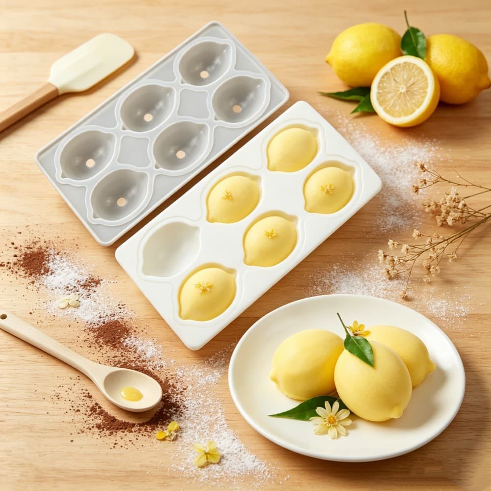 6-connected three-dimensional lemon silicone mousse mold French dessert chocolate cake baking mold DIY household ice tray mold