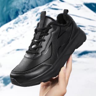2025 Winter New Waterproof Outdoor Shoes Cross-Border Large Size Wide Toe Leather Upper Large Size Sports Shoes Winter Fleece-Lined Cotton Shoes