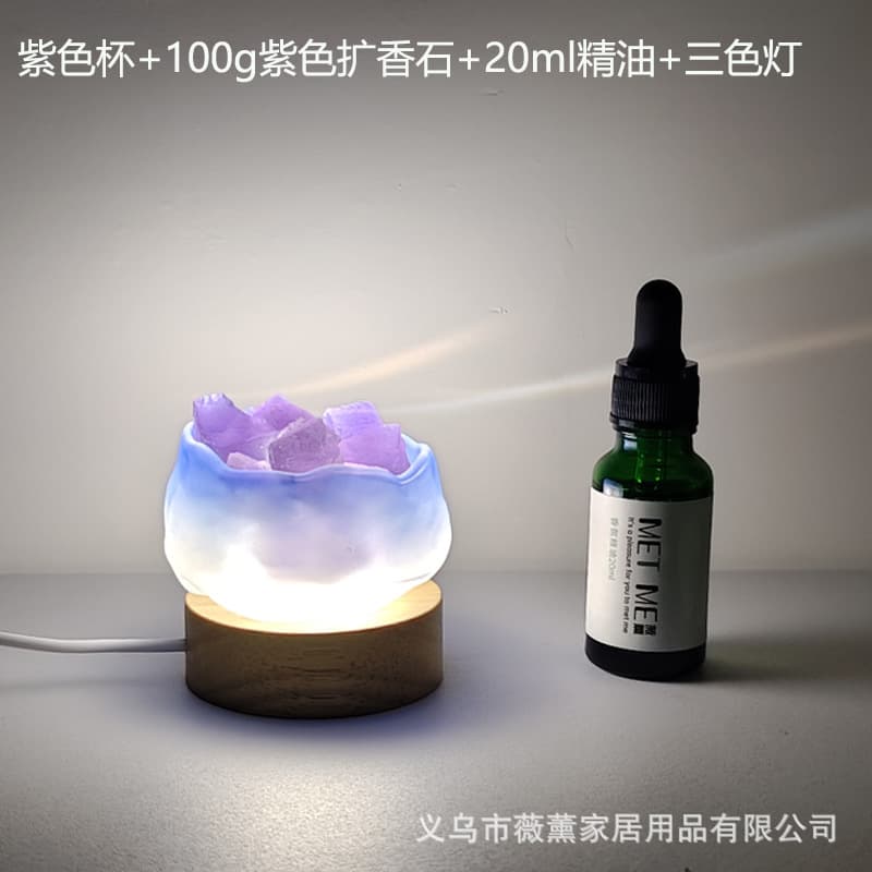 Wooden Stand Diffuser Stone Gift Set with 20ml Essential Oil, Office/Car Scented Ornament