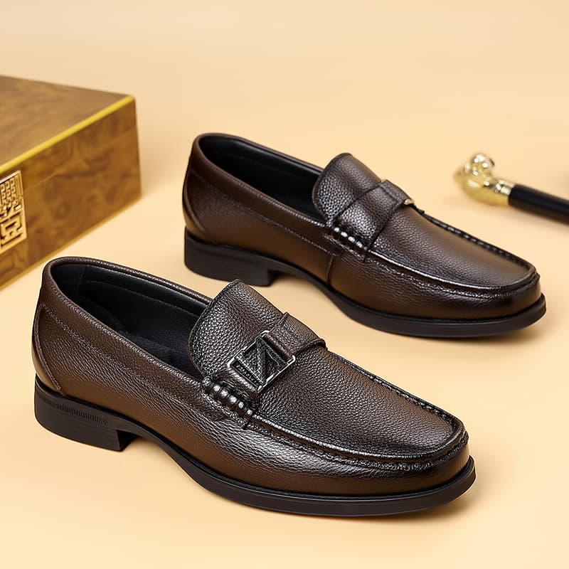 Light Luxury Slip-On Business Dress Shoes for Men, European Style Men's Leather Shoes 2026 Spring New Arrival