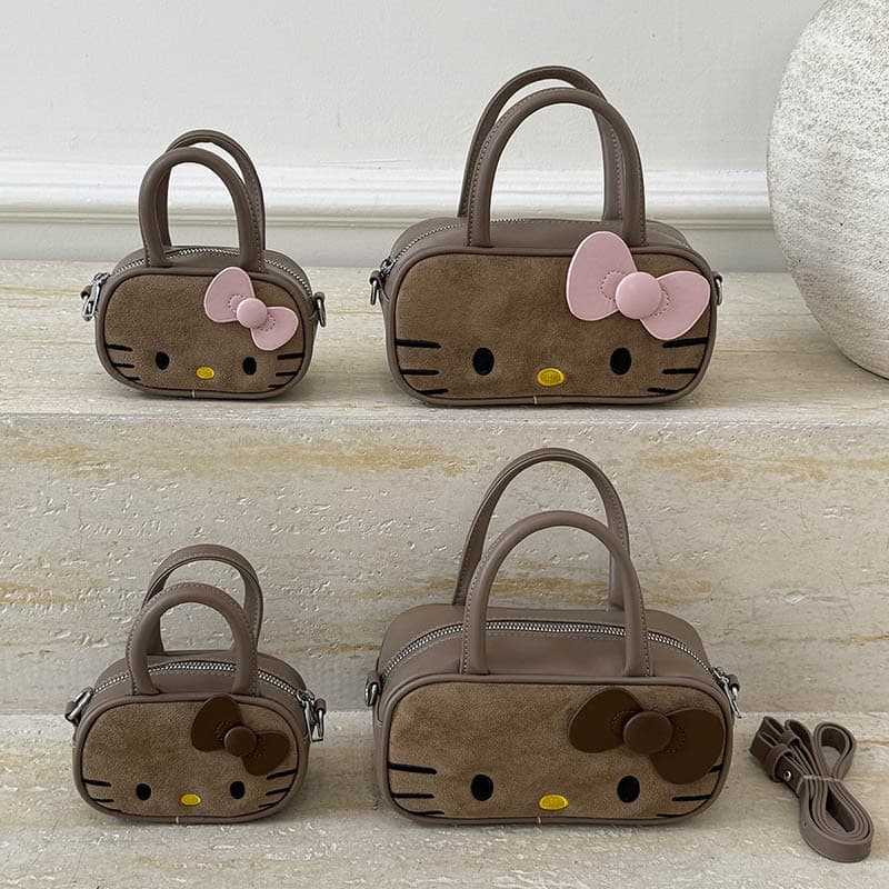 Children's Bag Autumn Winter New Retro Suede Embroidered Cat Mini Handbag Girls Family Crossbody Bag Lipstick Bag