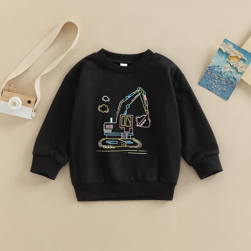 Spring and Autumn Long-Sleeve Sweatshirt for Boys and Girls, Round Neck, Casual Cartoon Kids Top