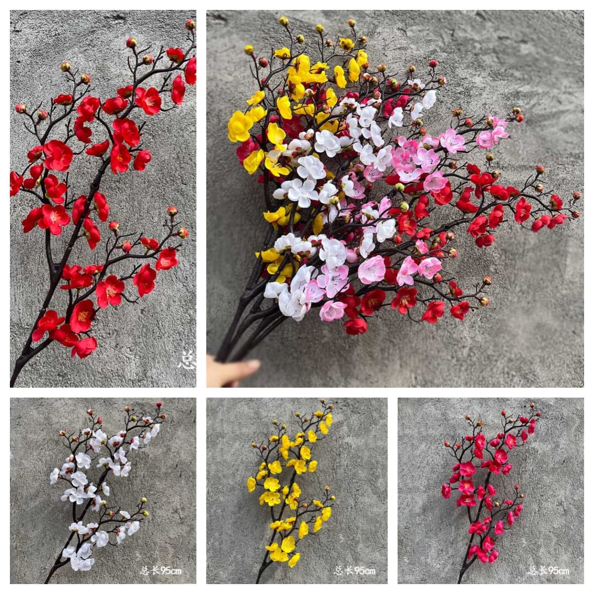 Simulated plum blossom branches, fake flower ornaments, simulated wintersweet dried flowers, peach blossoms, living room decorations, bouquets, indoor home decoration