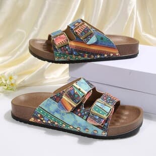Oversized Double-Breasted Thick-Soled Slippers New Summer European and American Style Unisex Round Toe Birkenstock Slippers Wholesale