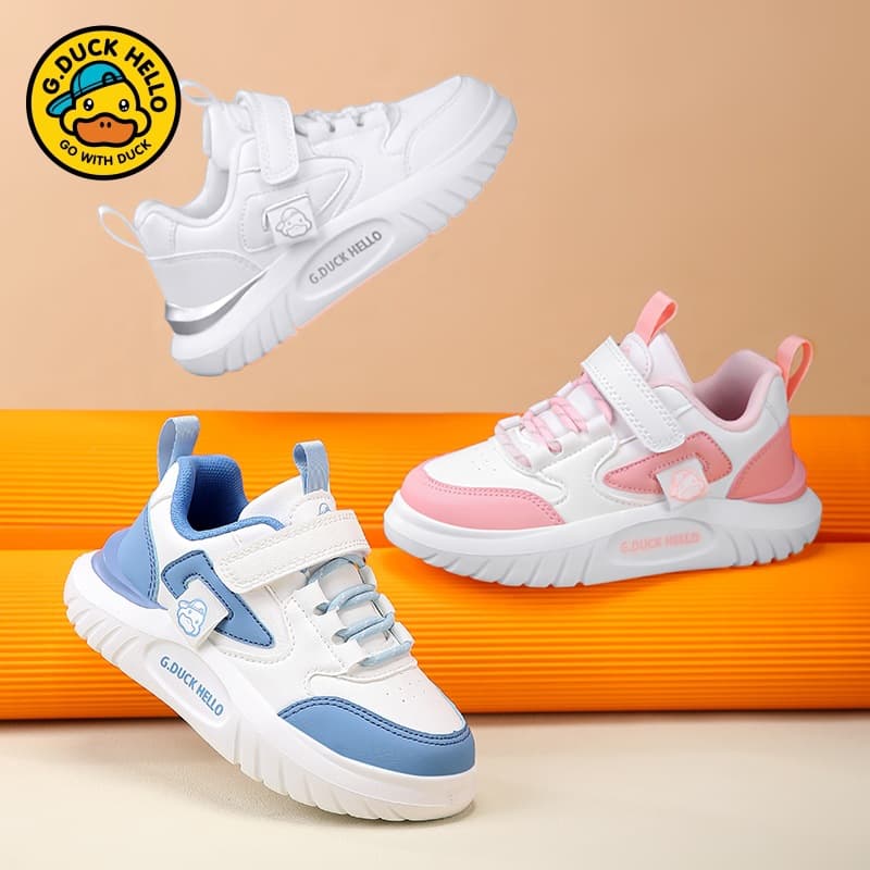 Little Yellow Duck Children's White Shoes 2025 Spring/Autumn New Style Leather Waterproof Boys' Casual Sneakers Girls' Sports Shoes