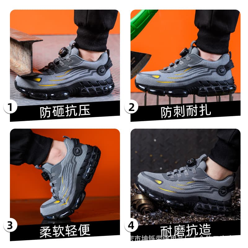 Amazon Wholesale Four-Season Safety Shoes Steel Toe Puncture-Resistant Lightweight Comfortable Work Shoes Wear-Resistant Slip-Resistant Safety Shoes for Men