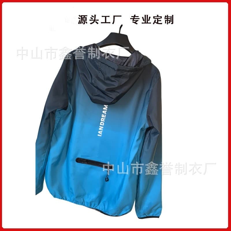 Custom Woven Sublimation Hooded Advertising Windbreaker Polyester Waterproof Outdoor Sports Jacket Embroidery Group Apparel Screen Printing