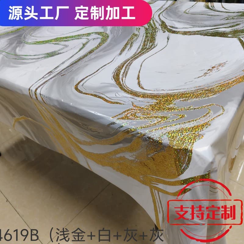Manufacturer processes and processes colorful marble laser-printed tablecloths, washable, printable, transferable, customizable, wholesale, home furnishings.