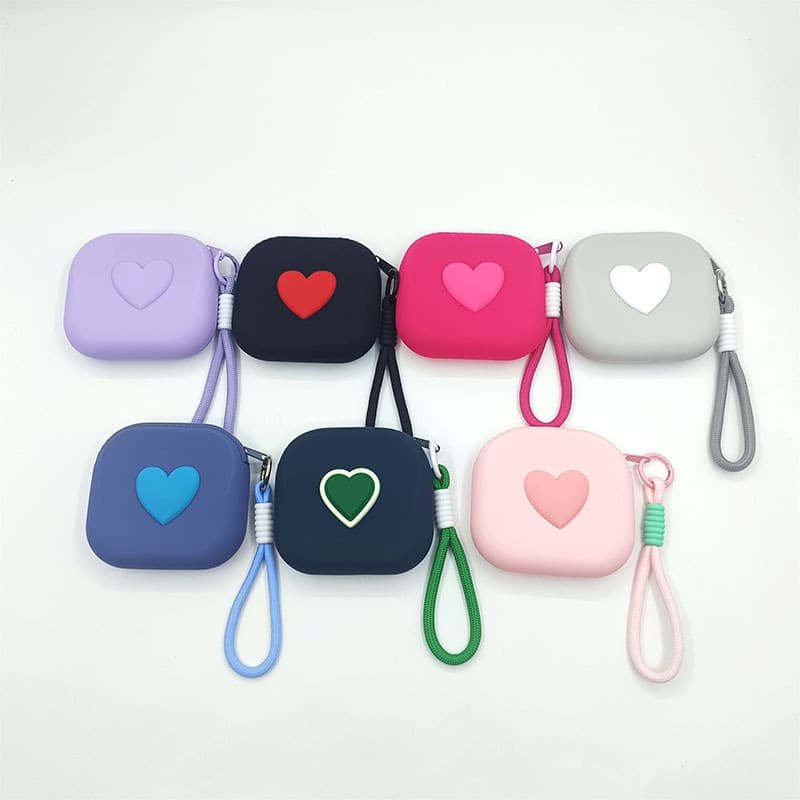 Cross-border New Multi-color Series Pendant Mini Bag Silicone Waterproof Shockproof Coin Purse Heart Pattern Cute Hanging Pouch