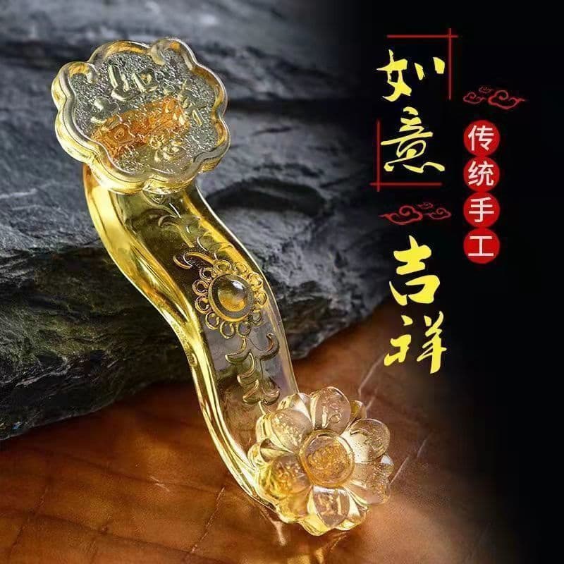Wealth-attracting Ruyi Scepter Ornament, Crystal in Multiple Colors, Collectible Home Decor, Opening Gift, Present for Loved Ones