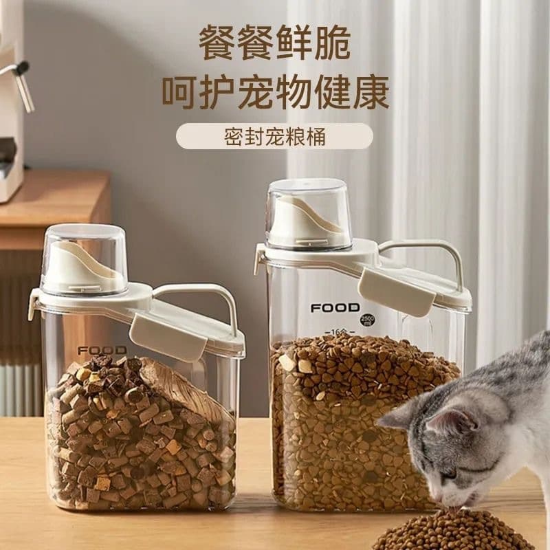 Moisture-proof Pet Food Storage Bucket for Cat and Dog Food, Sealed Snack Container with Freeze-dried Food Compartment