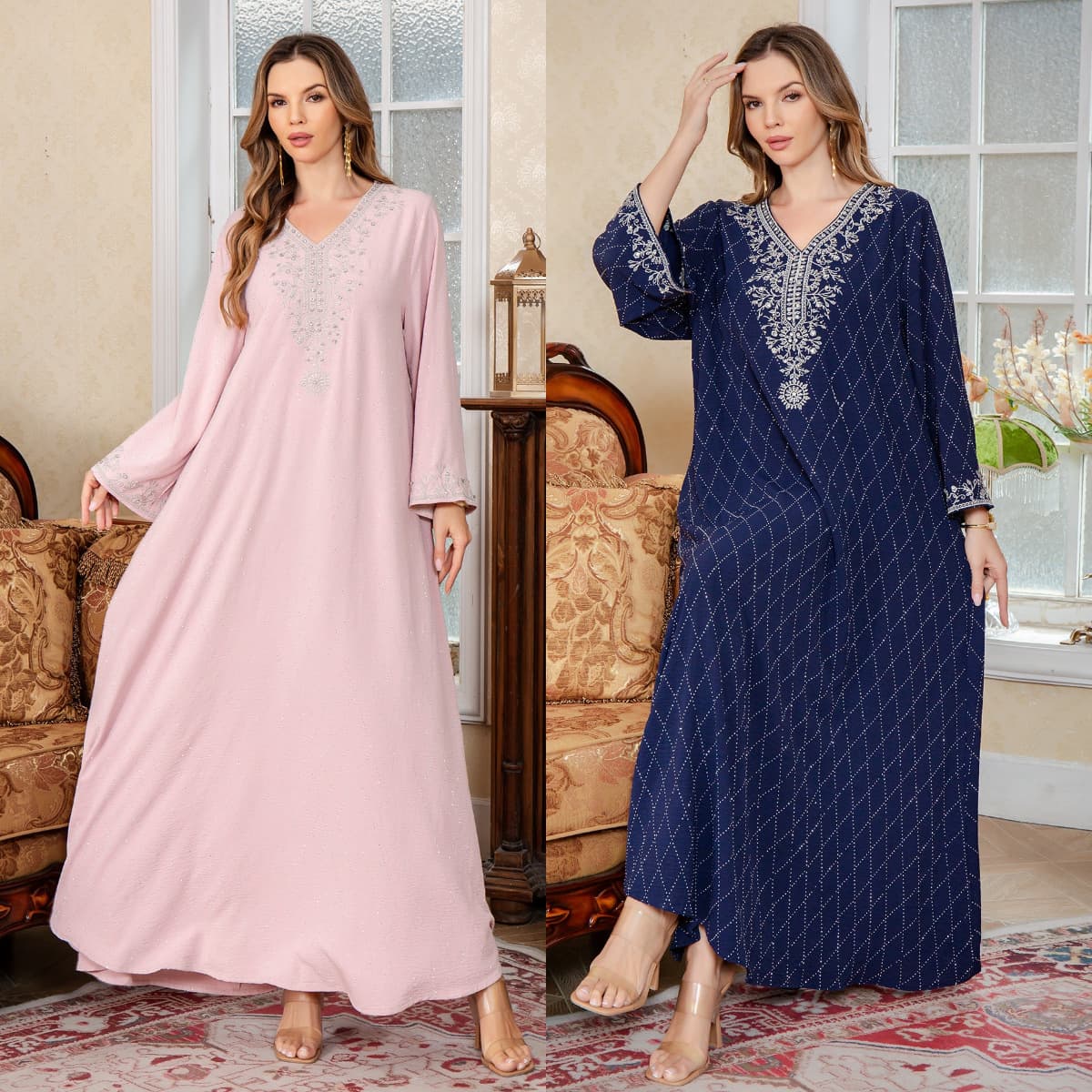 Factory Stock Wholesale Embroidered Dress Festival Party Wear Elegant Women's Dress Breathable Beaded Long Dress