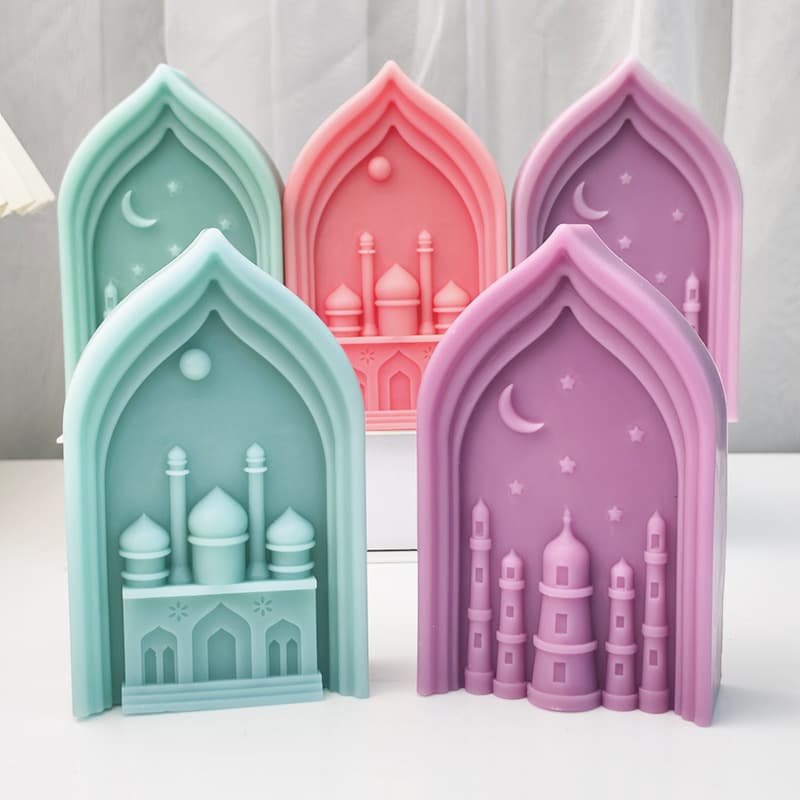 Meiyasi New Middle Eastern Architectural Style Silicone Mold Arabian Arch Door-Shaped Candle Ornament Under Sun and Moon