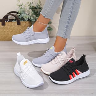 Foreign Trade New Large Size Knit Mesh Casual Sports Shoes Commute Soft Sole Breathable Comfortable Women's Shoes Lightweight Walking Shoes
