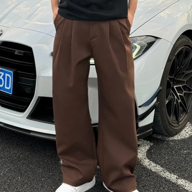 [2026 New Style] Spring and Autumn American Simple High Waist Suit Pleated Design High Quality Straight Leg Casual Pants