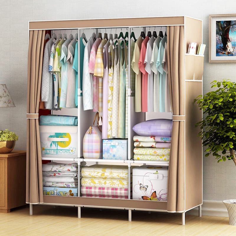 Dormitory steel frame reinforced combination simple modern reinforced simple cloth wardrobe storage wardrobe dust-proof wardrobe