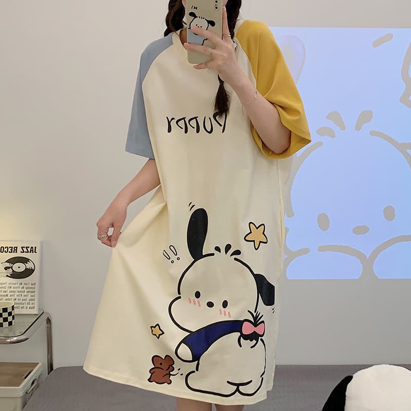 Plus Size 200 Jin Women's Nightgown 2025 New Summer Short Sleeve Sleepwear Mid-Length Casual Loungewear Dress