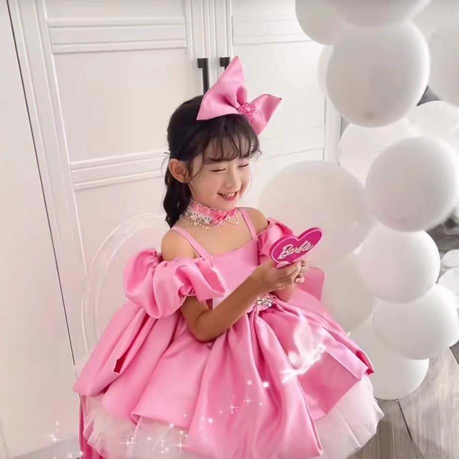 Pre-sale Princess Dress Summer Pink Elegant Cute Host Flower Girl Little Girl Piano Performance Costume