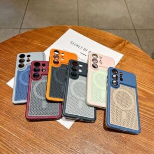 For Samsung S26 Ultra Phone Case Armor Shield Precision Mesh Magnetic S25U Heat Dissipation S24U Drop Protection Protective Case