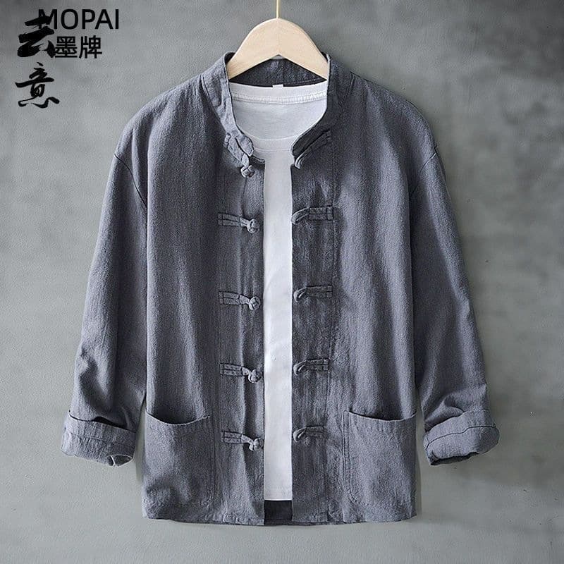 Linen Chinese-Style Tang Suit Men's Loose Retro Button-Knot Casual Chinese Linen-Blend Top Trendy