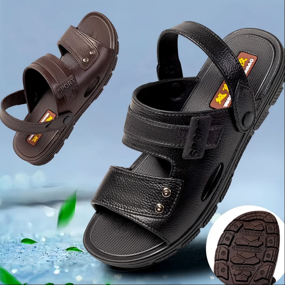 Men's Summer Sandals, Slip-Resistant, Wear-Resistant, Thick Sole, Casual Fashion PVC Beach Sandals for Men