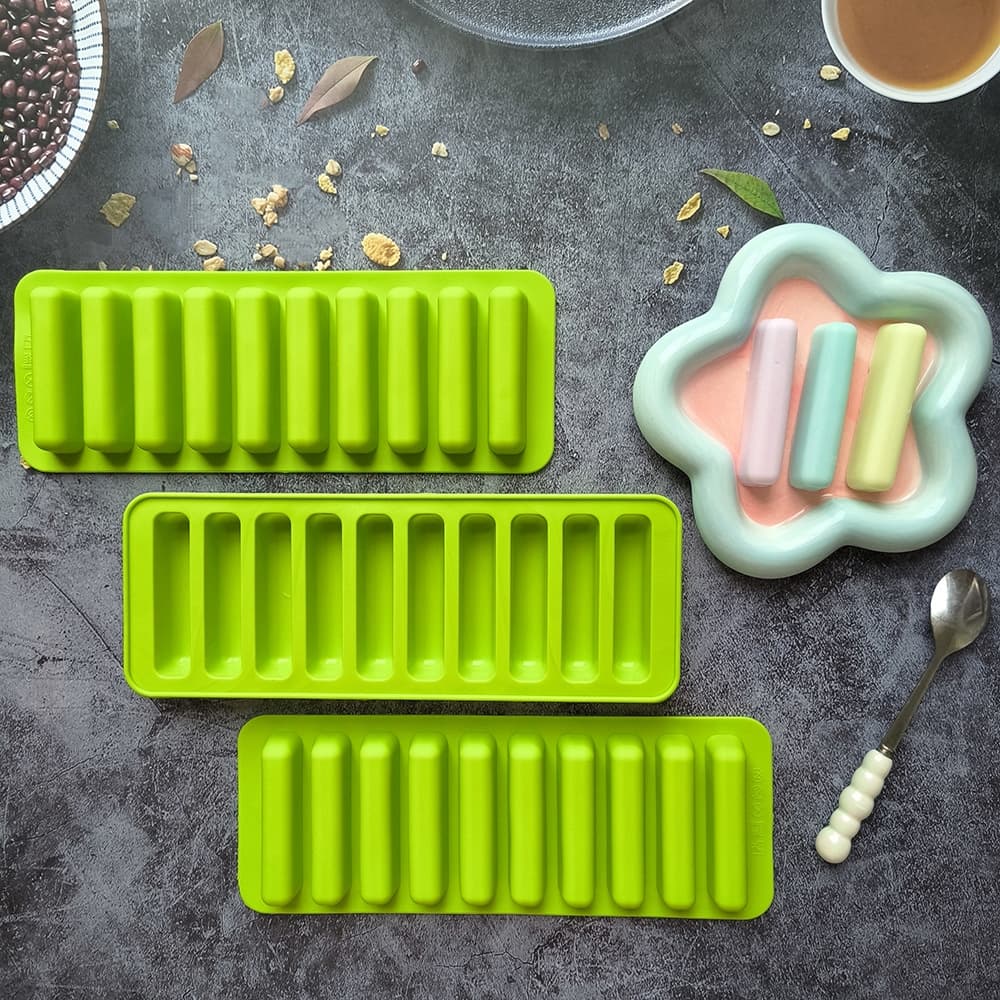 10-Cavity Long Finger 591 Silicone Mold DIY Finger Biscuit Chocolate Ice Cube Mold Baby Teething Stick