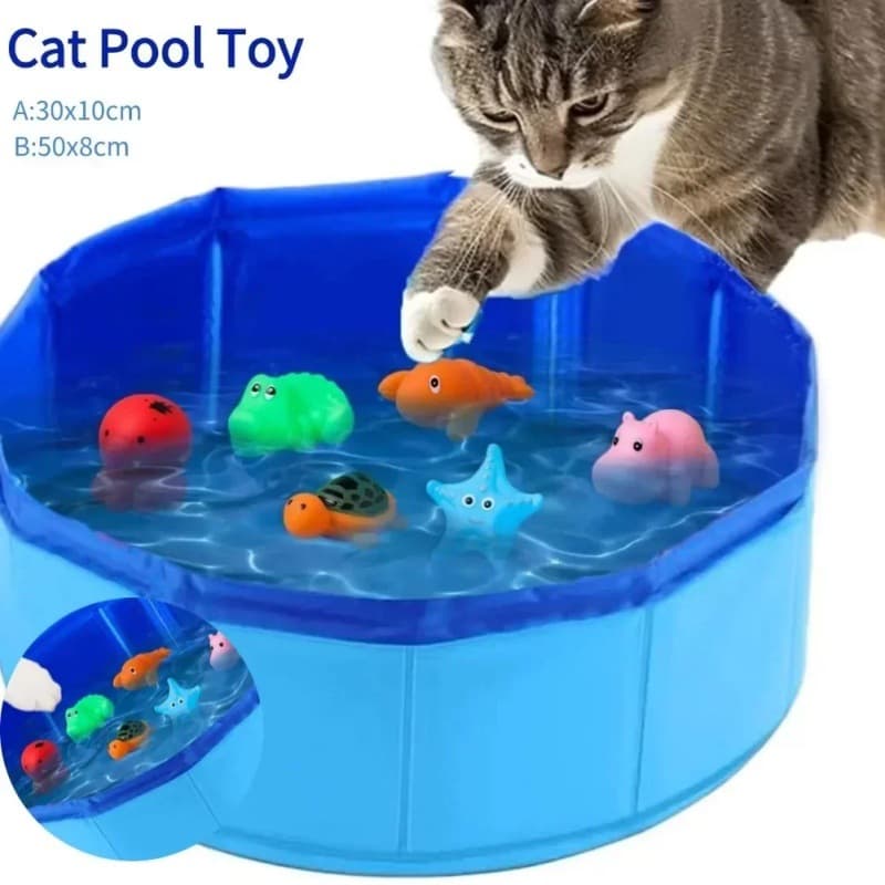 Cross-border Round Folding Pet Pool Bathtub, Cat Litter Pool, Pet Toy Bath Tub, Outdoor Water Pool