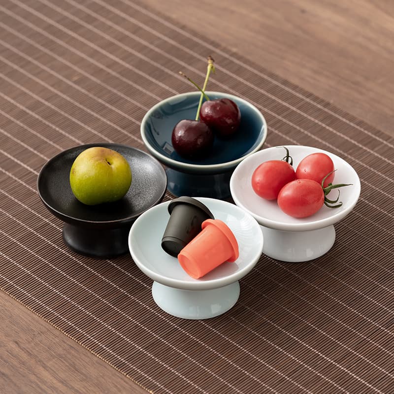 Mini Ceramic High-foot Tea Snack Plate Fruit Dish Dessert Plate Dry Fruit Dish Tea Time Ceramic Plate Small Size Tray