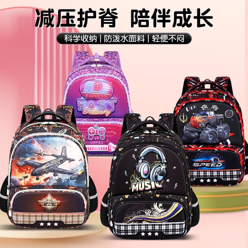 New Kids School Backpack for Elementary Students, Boys and Girls Grades 1-6, Spine Protection and Weight Reduction Double Shoulder Bag