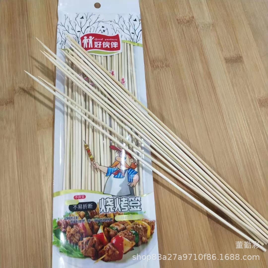 Wholesale bamboo skewers for home use, barbecue, single-head bamboo sticks, bagged bamboo skewers for oden, spicy hot pot, etc.
