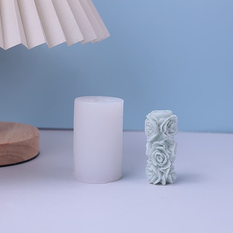 Handmade Rose Column Aromatherapy Candle Carved Shape Fragrance Smoke-Free Candlestick Decoration Birthday Gift Incense Candle Wholesale