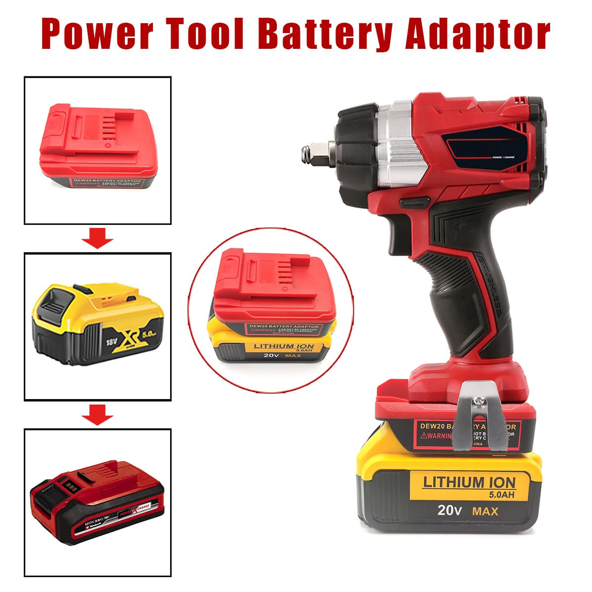 Adapter DeWitt Milwaukee to Hans. Anhai Einhell Power X-Change 18V Tools