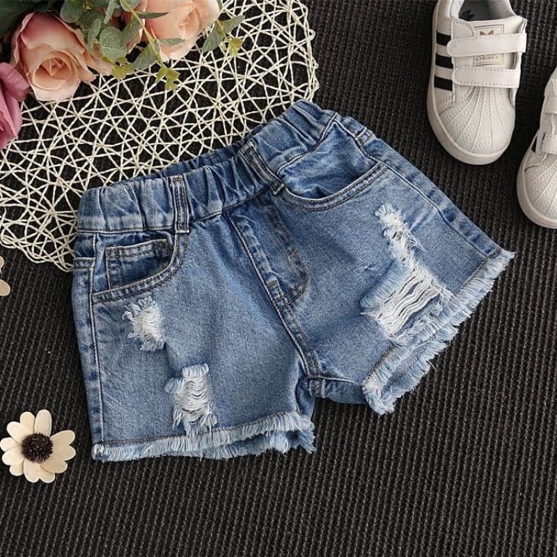 Girls' Summer Shorts Stylish Baby Denim Shorts for 1 to 3 Years Old Thin Children's Denim Ripped Trendy Shorts